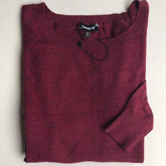 Express 3/4 Sleeve Burgundy Sweater - Picture 12 of 16